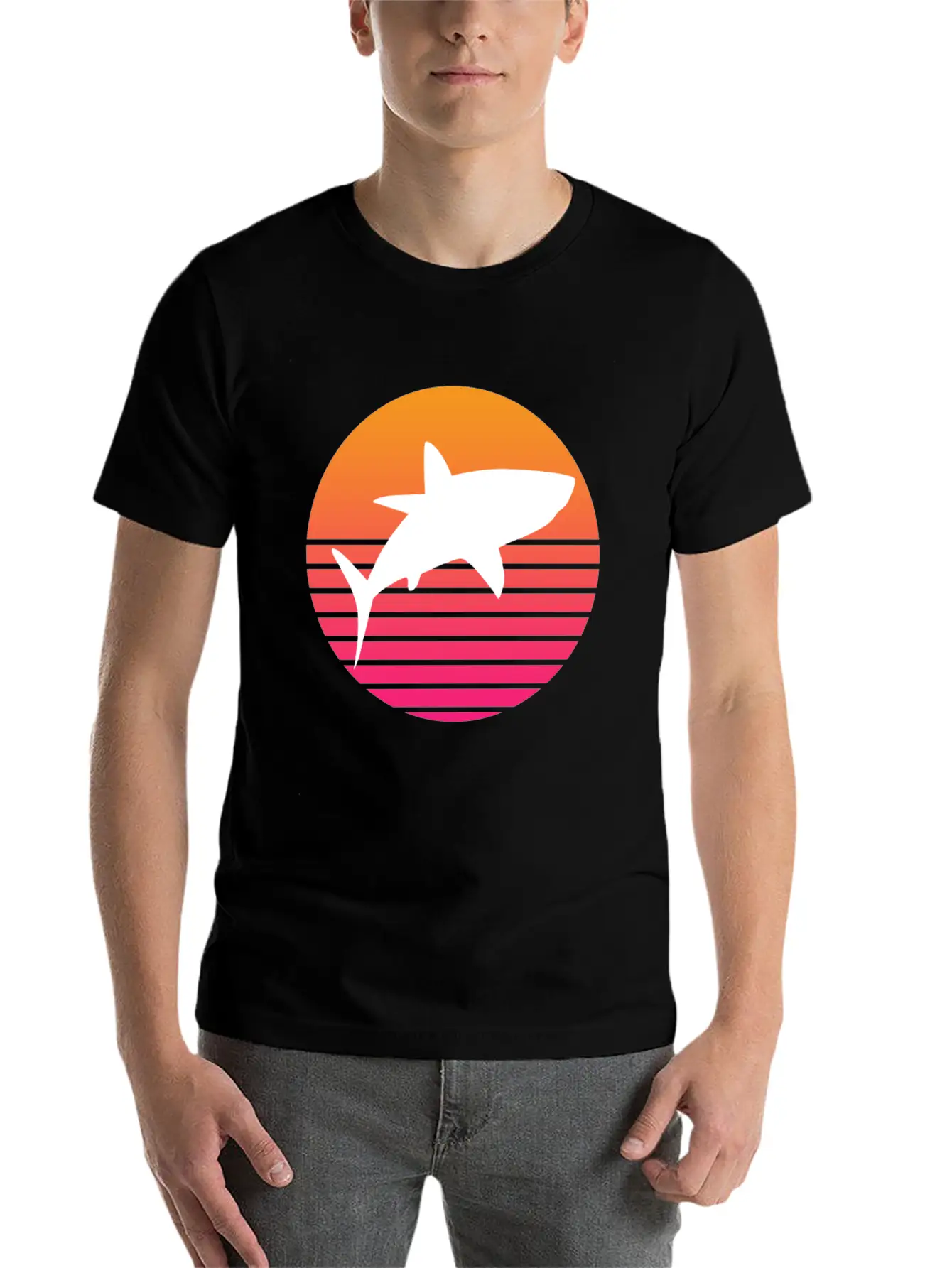 Shark Retro Shark Save The Sharks Unisex Short Sleeve Soft Cotton T-Shirt – Casual Everyday Wear