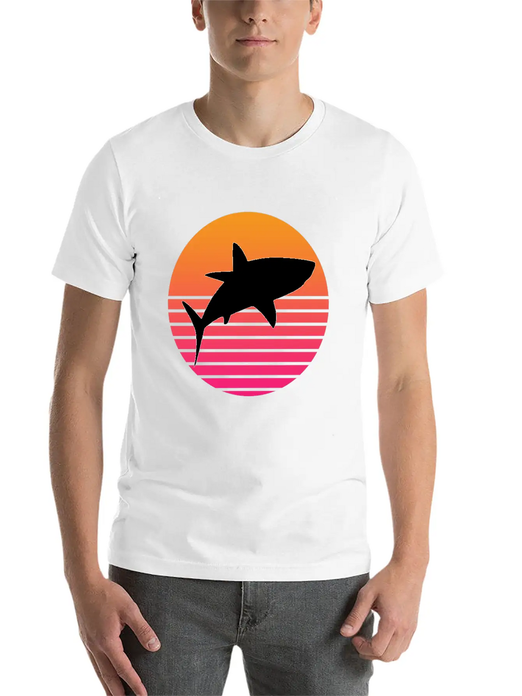 Shark Retro Shark Save The Sharks Unisex Short Sleeve Soft Cotton T-Shirt – Casual Everyday Wear