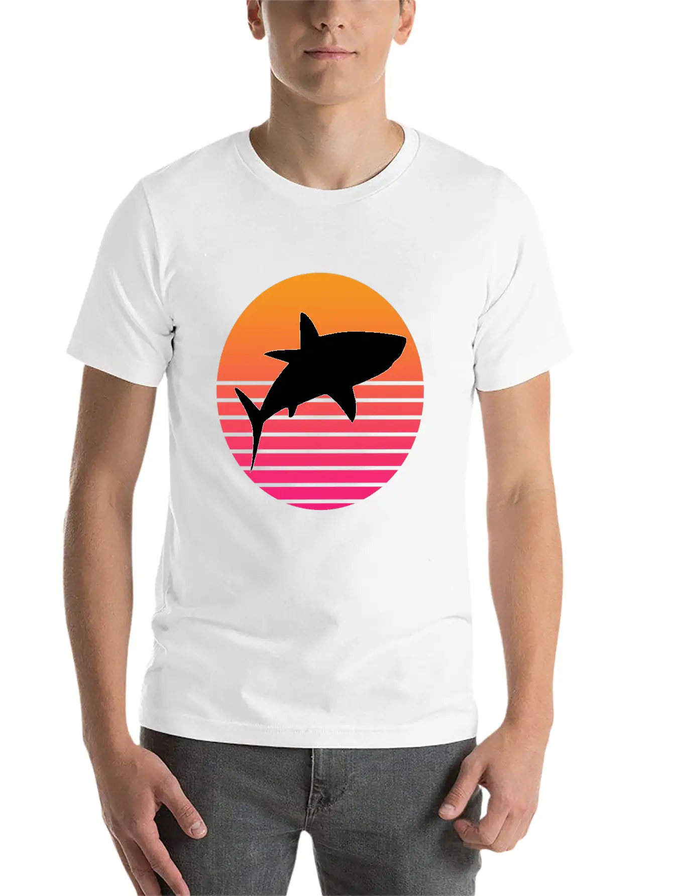 Shark Retro Shark Save The Sharks Unisex Short Sleeve Soft Cotton T-Shirt – Casual Everyday Wear