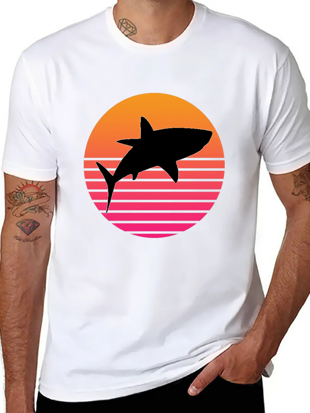 Shark Retro Shark Save The Sharks Unisex Short Sleeve Soft Cotton T-Shirt – Casual Everyday Wear