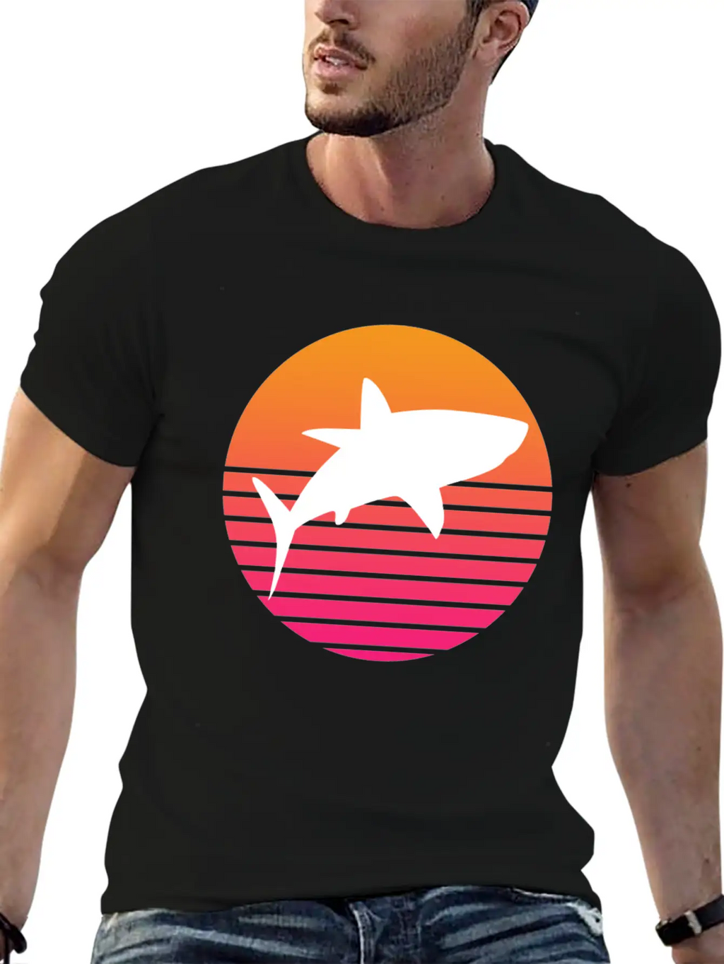 Shark Retro Shark Save The Sharks Unisex Short Sleeve Soft Cotton T-Shirt – Casual Everyday Wear