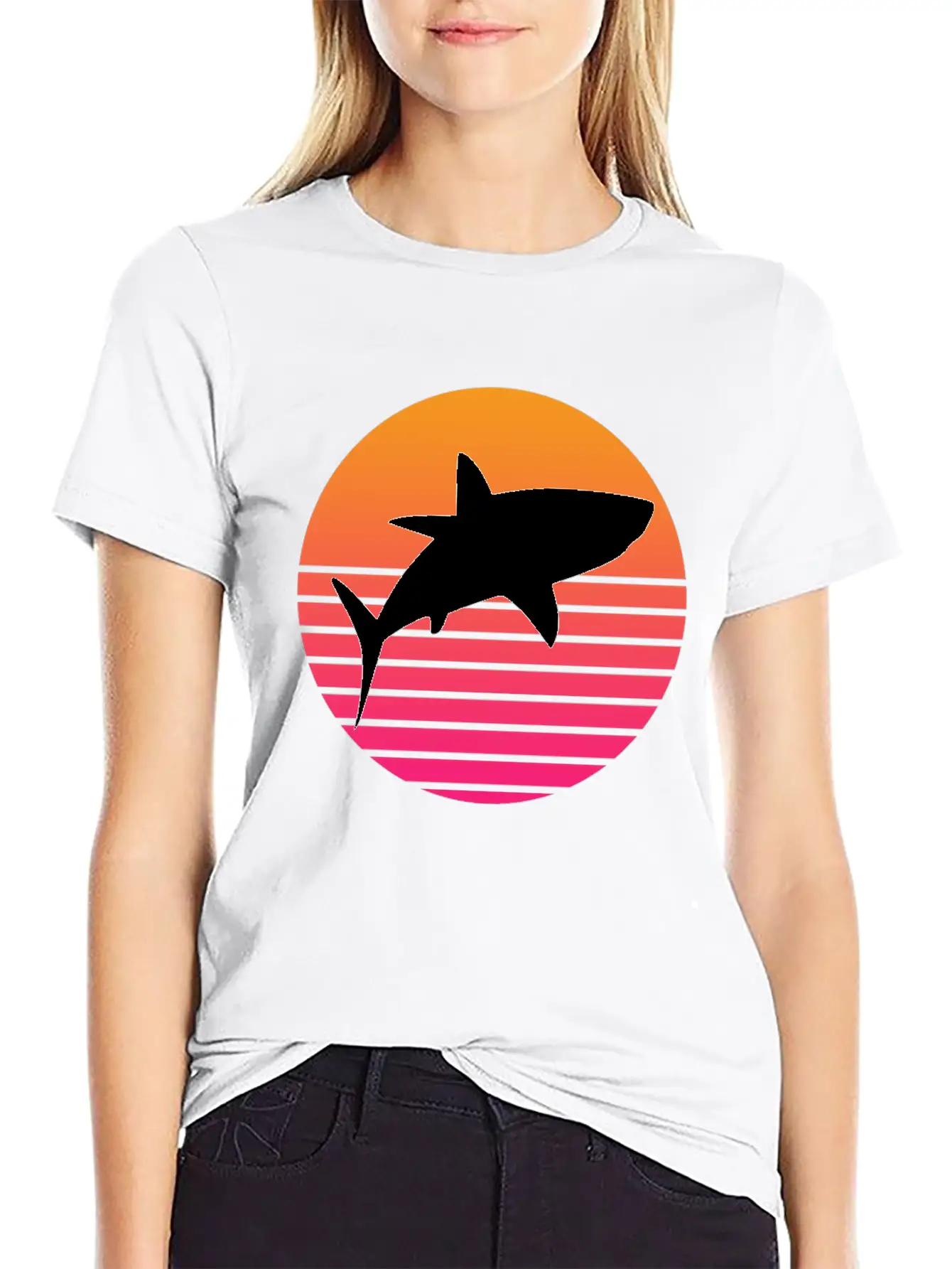 Shark Retro Shark Save The Sharks Unisex Short Sleeve Soft Cotton T-Shirt – Casual Everyday Wear