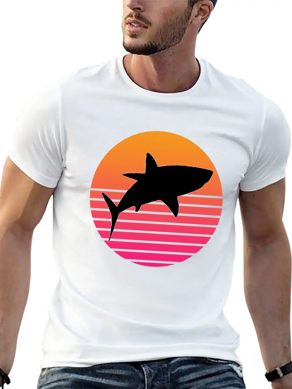 Shark Retro Shark Save The Sharks Unisex Short Sleeve Soft Cotton T-Shirt – Casual Everyday Wear