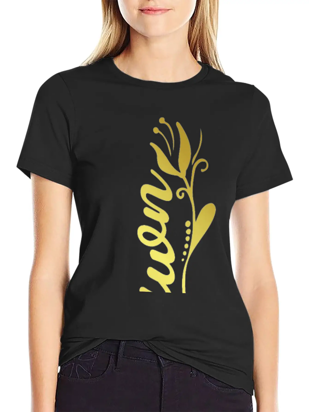 Shawn Name Faux Gold Tulip Flourish Stylish Everyday T-Shirt – Unisex Basic Cotton Tee
