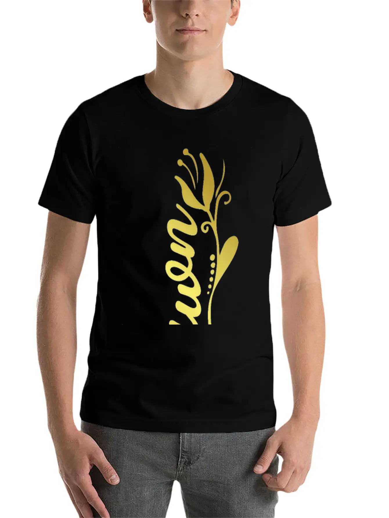 Shawn Name Faux Gold Tulip Flourish Stylish Everyday T-Shirt – Unisex Basic Cotton Tee