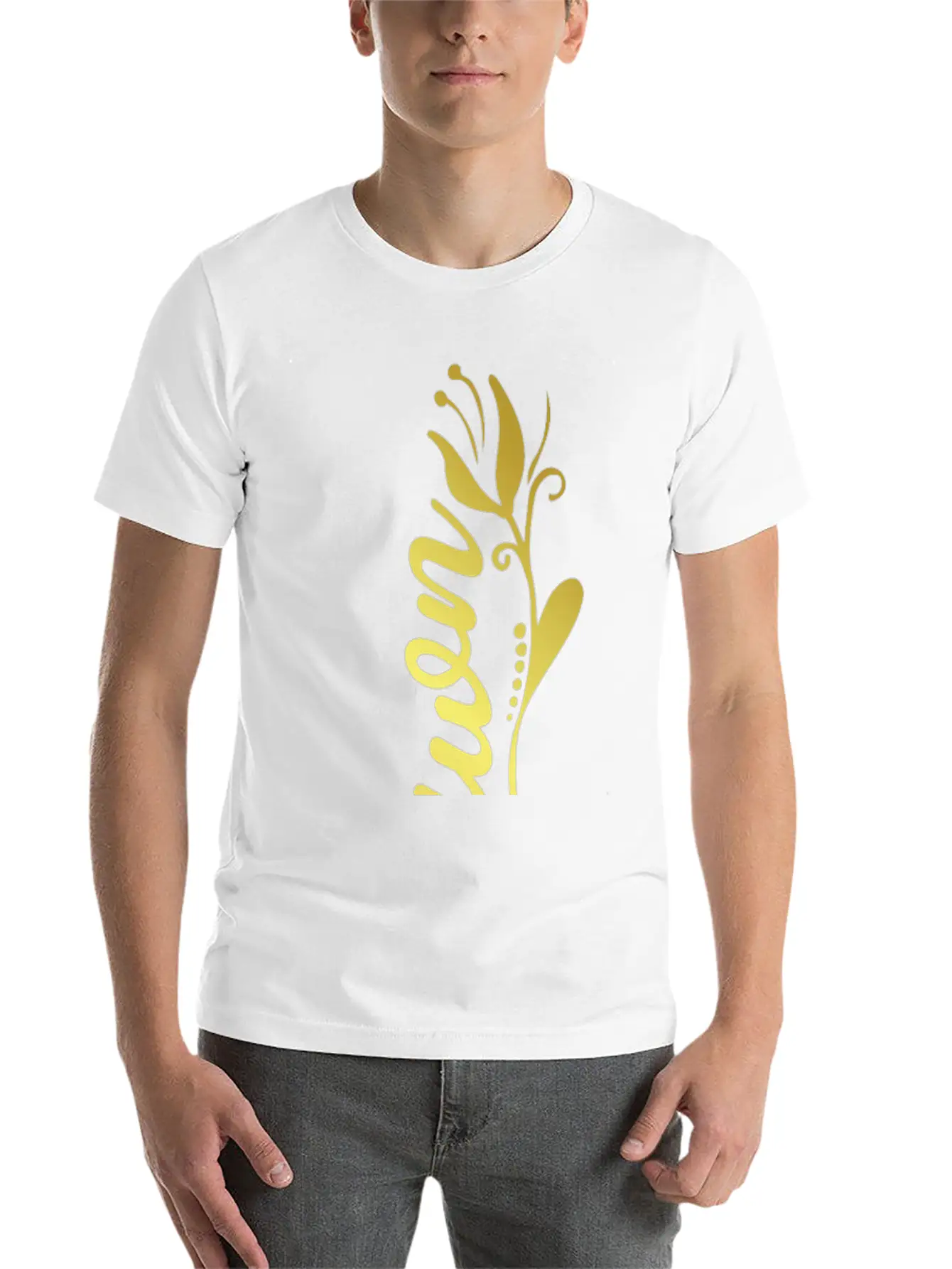 Shawn Name Faux Gold Tulip Flourish Stylish Everyday T-Shirt – Unisex Basic Cotton Tee