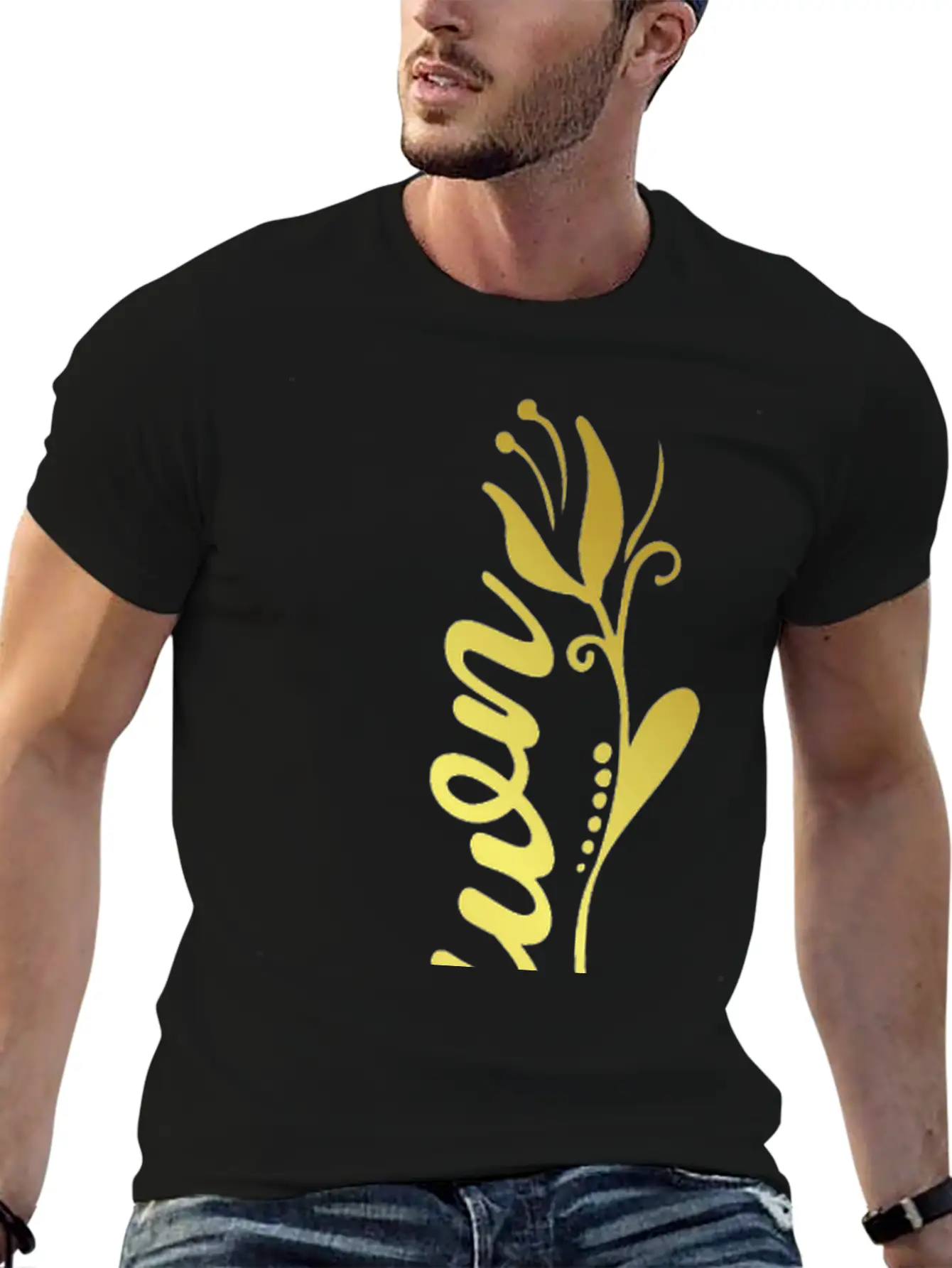 Shawn Name Faux Gold Tulip Flourish Stylish Everyday T-Shirt – Unisex Basic Cotton Tee