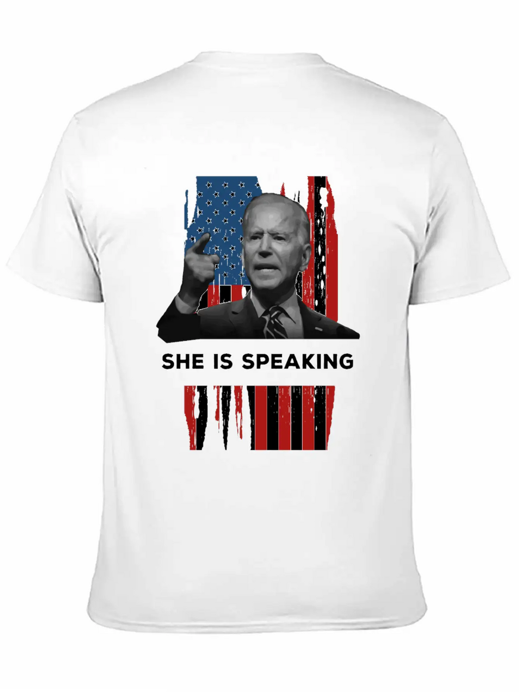 She Is Speaking Kamala Harris Joe Biden US Flag Unisex Casual T-Shirt – Clean Design For Daily Comfort