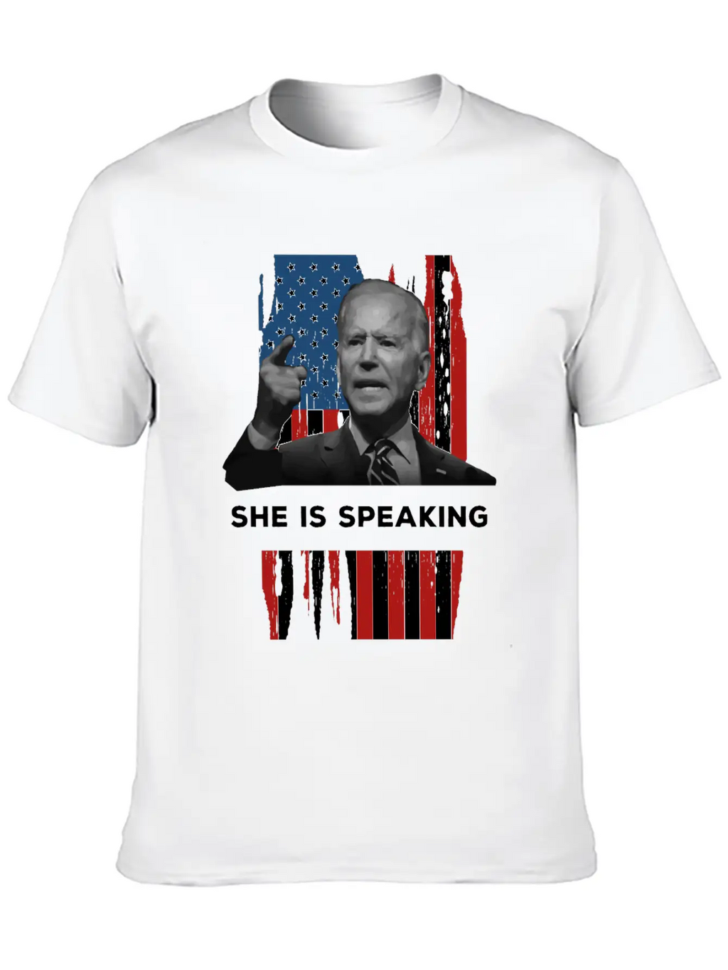 She Is Speaking Kamala Harris Joe Biden US Flag Unisex Casual T-Shirt – Clean Design For Daily Comfort