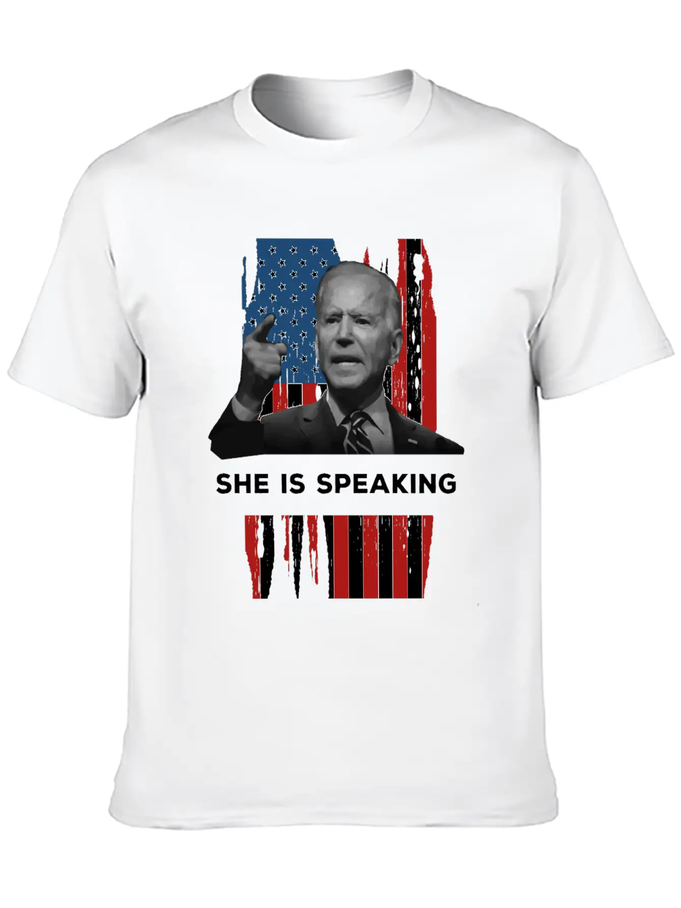 She Is Speaking Kamala Harris Joe Biden US Flag Unisex Casual T-Shirt – Clean Design For Daily Comfort