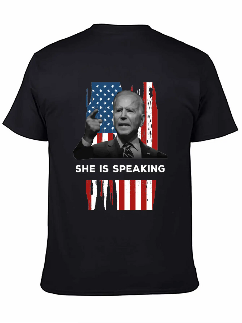 She Is Speaking Kamala Harris Joe Biden US Flag Unisex Casual T-Shirt – Clean Design For Daily Comfort