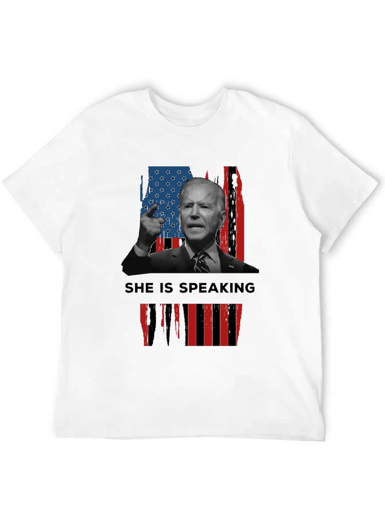 She Is Speaking Kamala Harris Joe Biden US Flag Unisex Casual T-Shirt – Clean Design For Daily Comfort