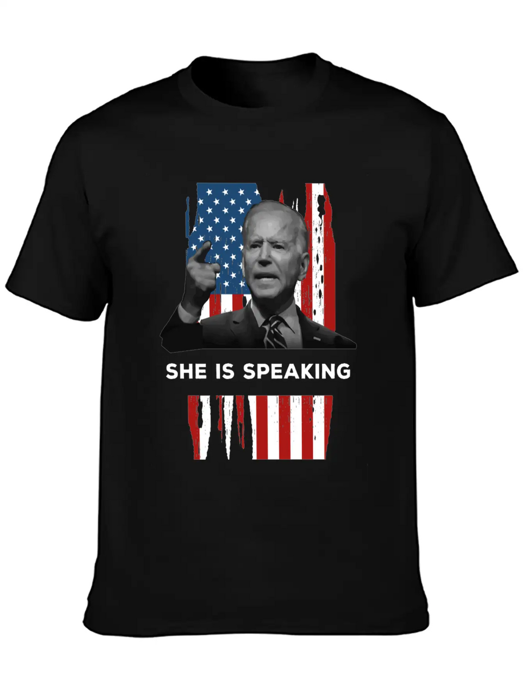 She Is Speaking Kamala Harris Joe Biden US Flag Unisex Casual T-Shirt – Clean Design For Daily Comfort