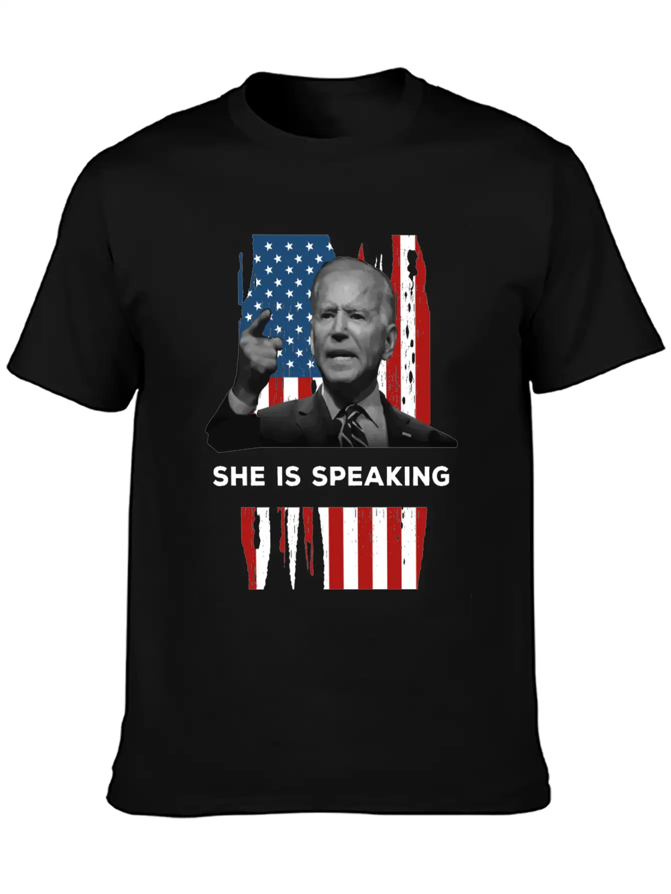 She Is Speaking Kamala Harris Joe Biden US Flag Unisex Casual T-Shirt – Clean Design For Daily Comfort