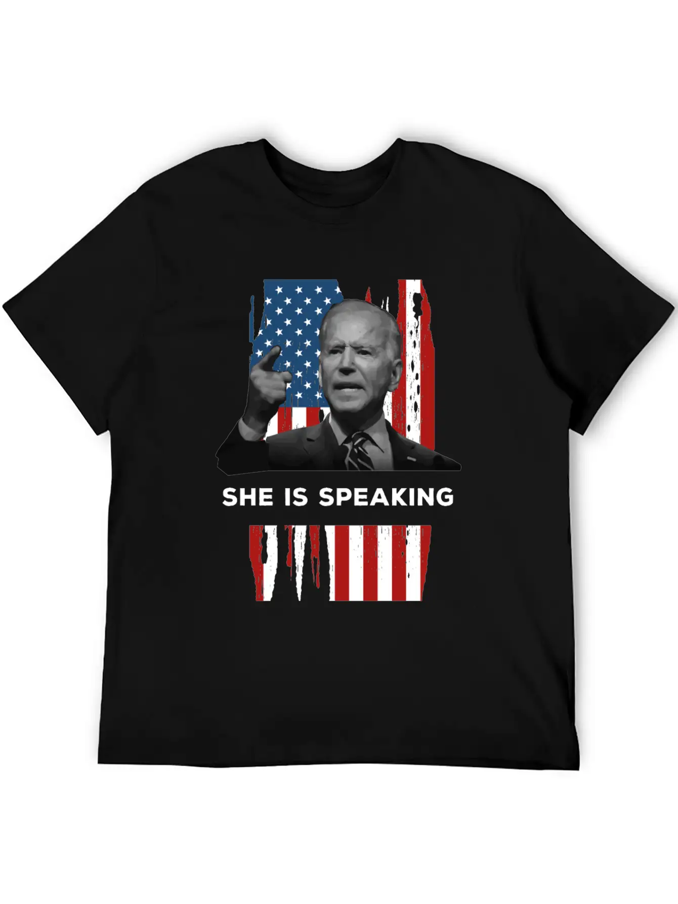 She Is Speaking Kamala Harris Joe Biden US Flag Unisex Casual T-Shirt – Clean Design For Daily Comfort