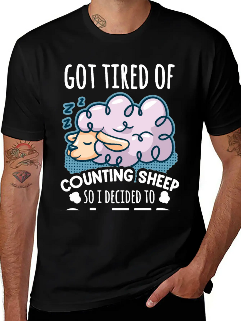 Sheep Counting Makes Tired Unisex Casual T-Shirt – Clean Design For Daily Comfort