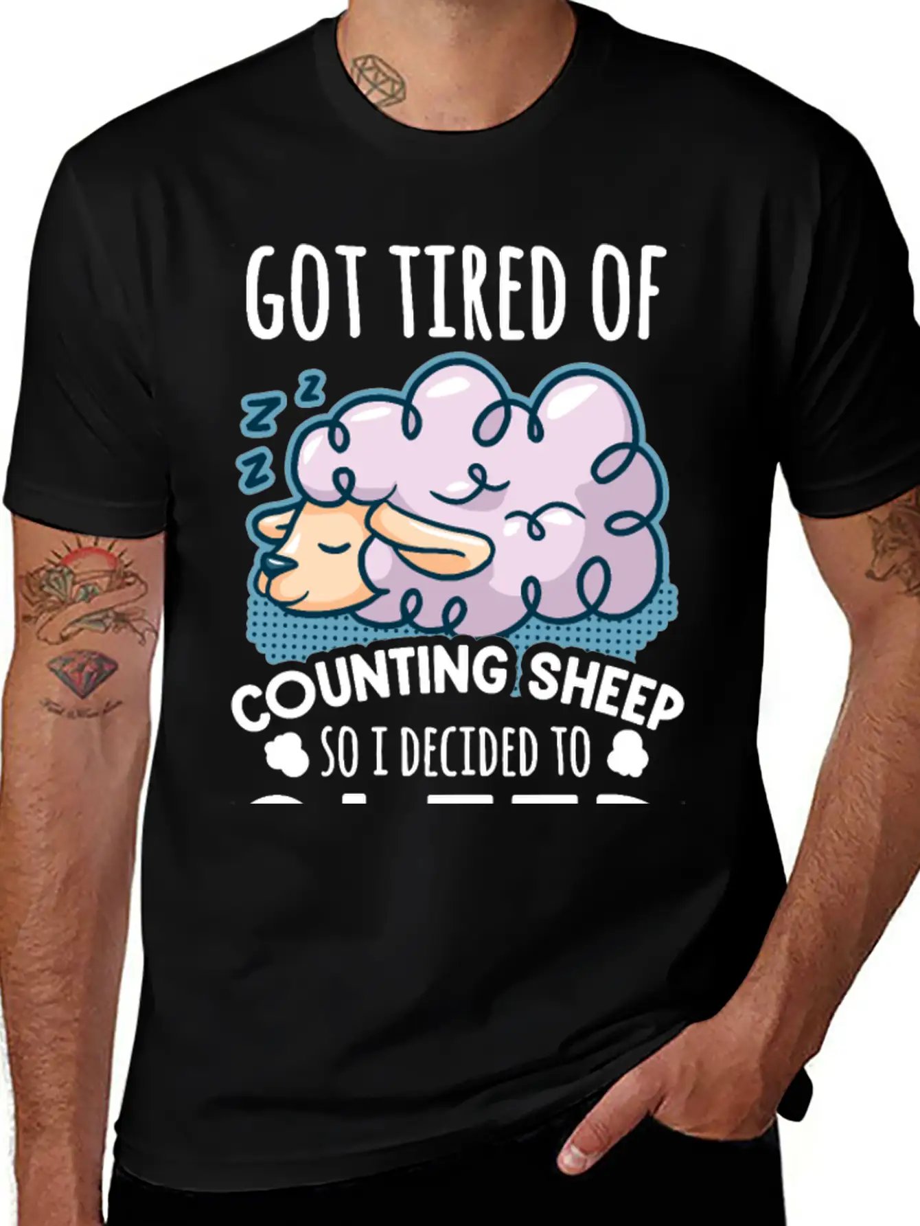 Sheep Counting Makes Tired Unisex Casual T-Shirt – Clean Design For Daily Comfort