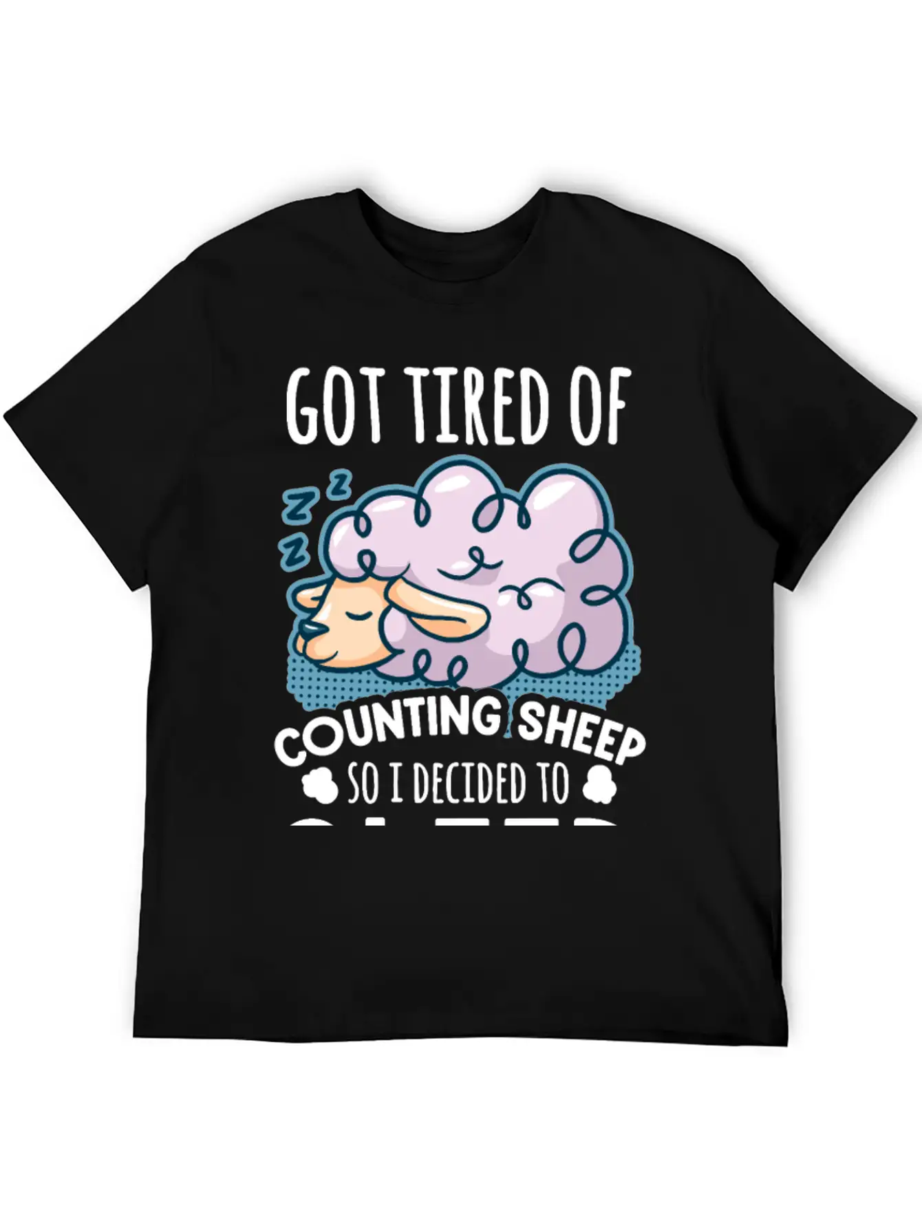 Sheep Counting Makes Tired Unisex Casual T-Shirt – Clean Design For Daily Comfort