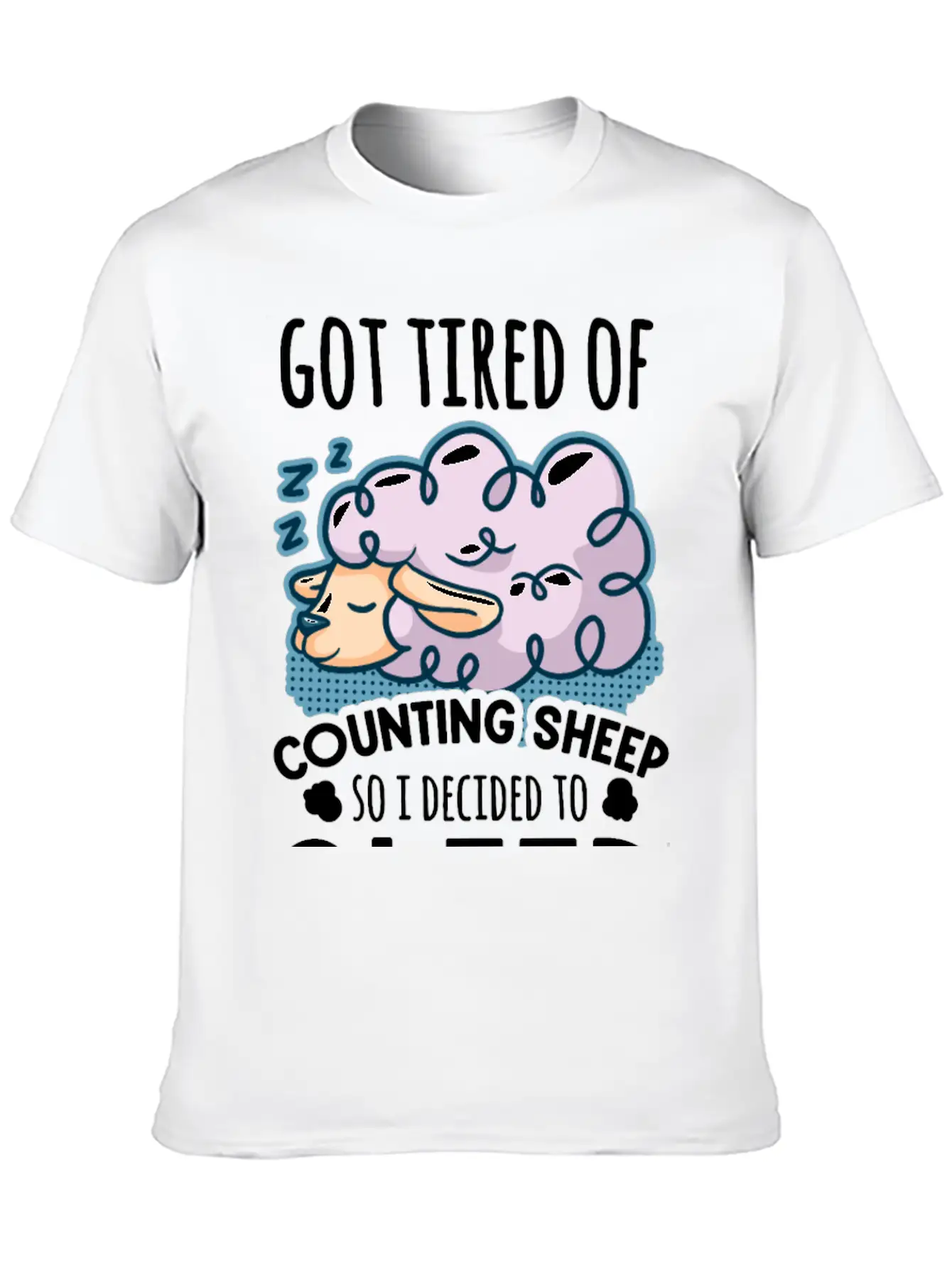 Sheep Counting Makes Tired Unisex Casual T-Shirt – Clean Design For Daily Comfort
