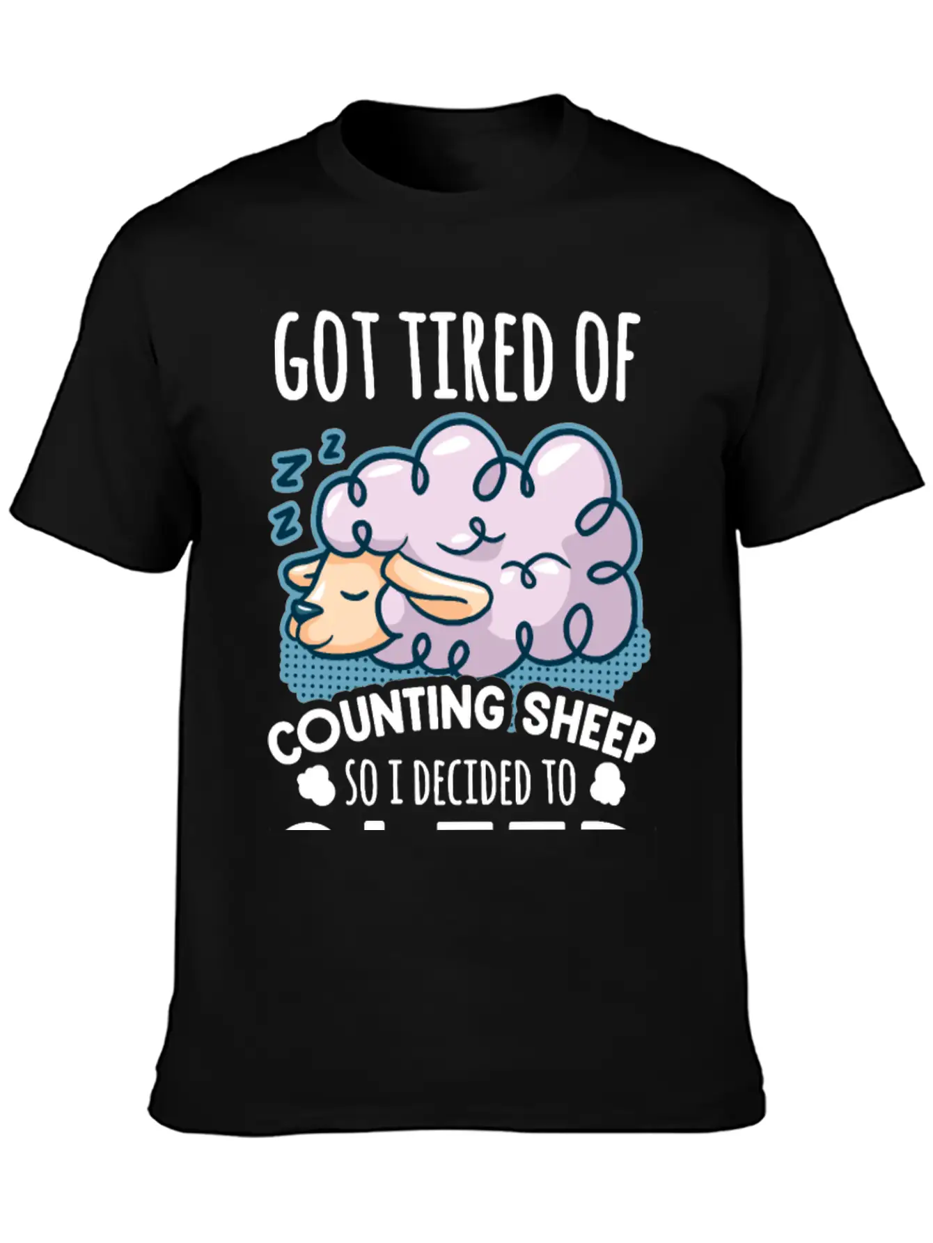 Sheep Counting Makes Tired Unisex Casual T-Shirt – Clean Design For Daily Comfort