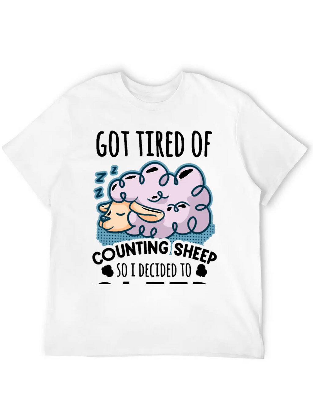 Sheep Counting Makes Tired Unisex Casual T-Shirt – Clean Design For Daily Comfort