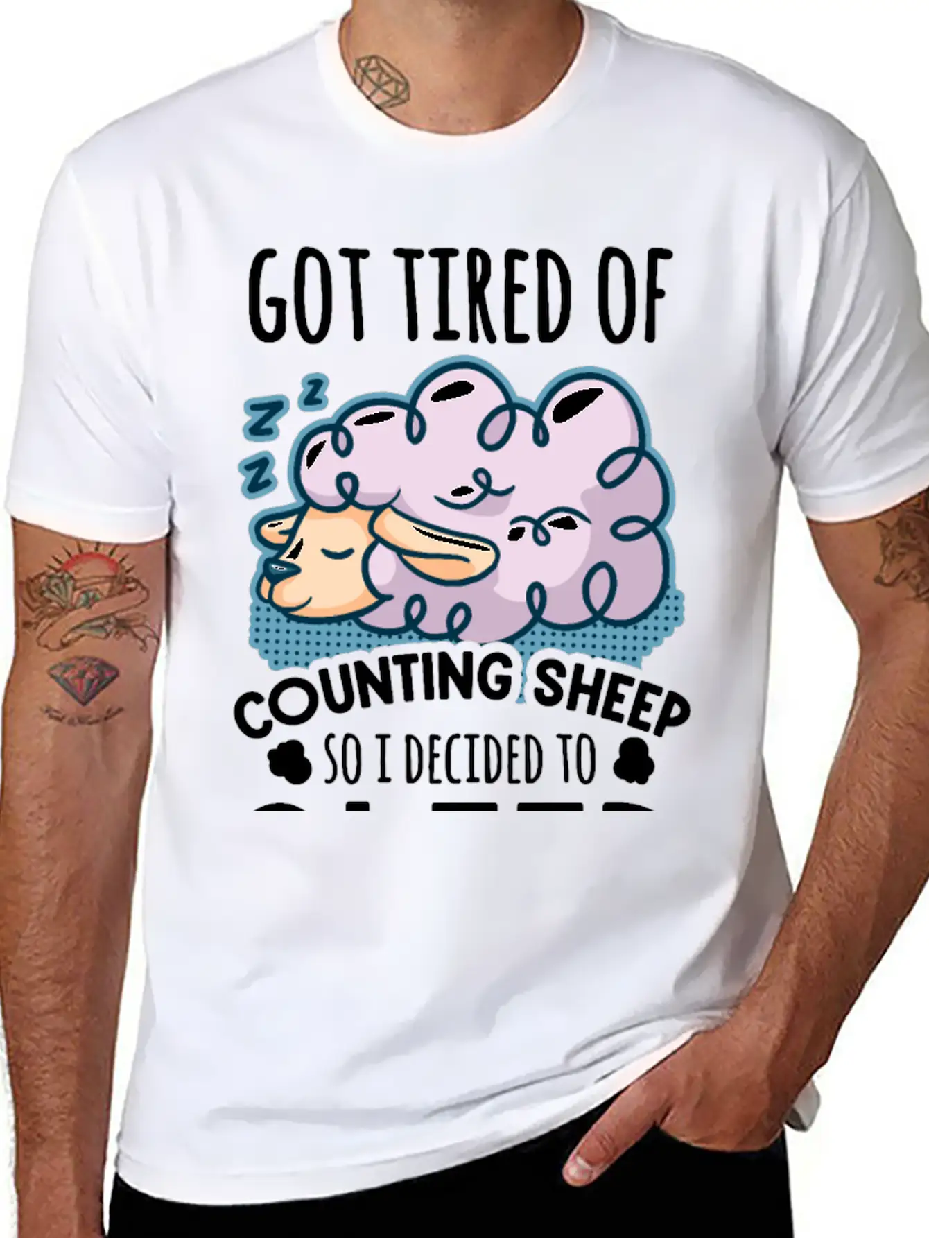 Sheep Counting Makes Tired Unisex Casual T-Shirt – Clean Design For Daily Comfort