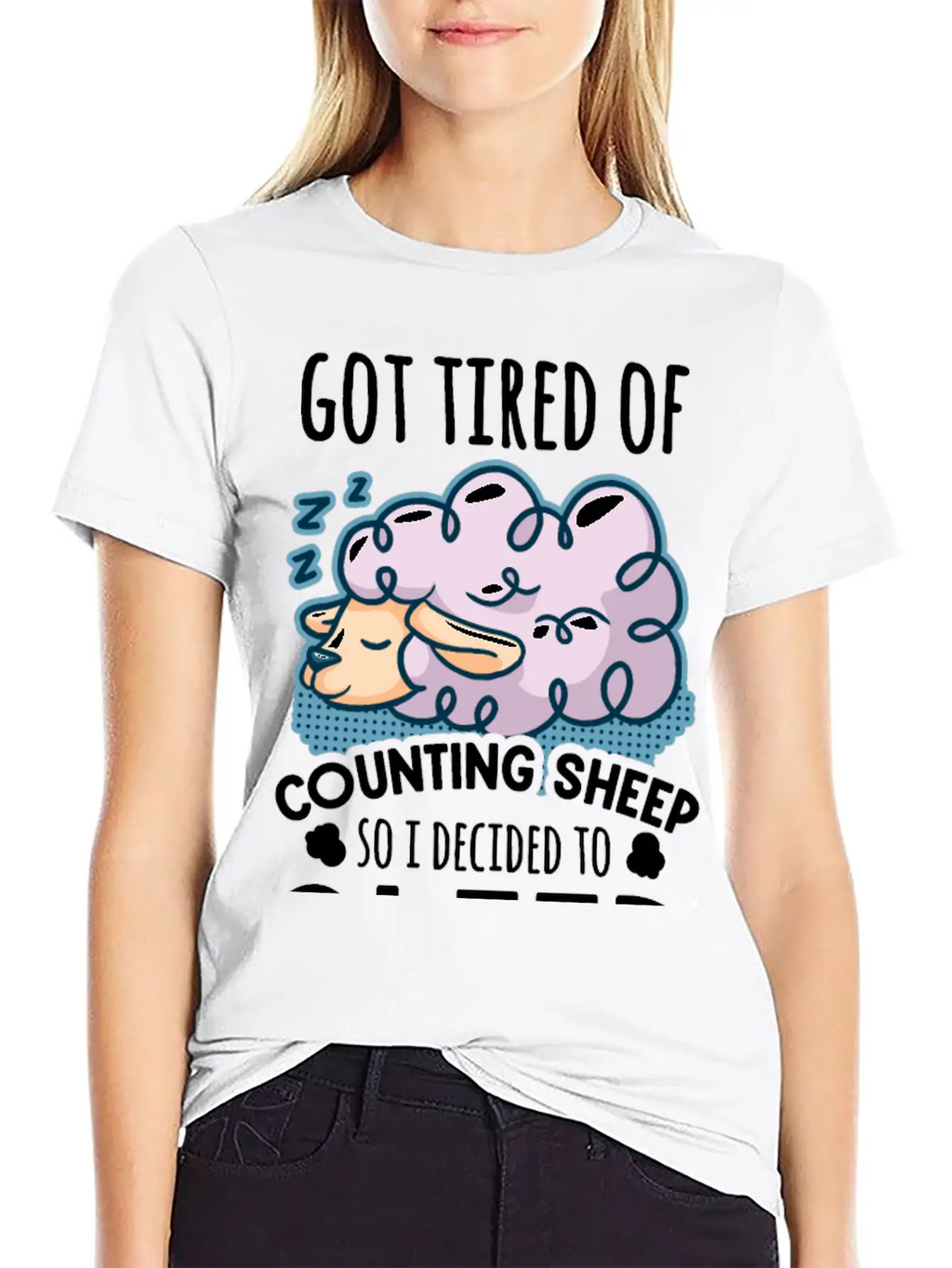 Sheep Counting Makes Tired Unisex Casual T-Shirt – Clean Design For Daily Comfort
