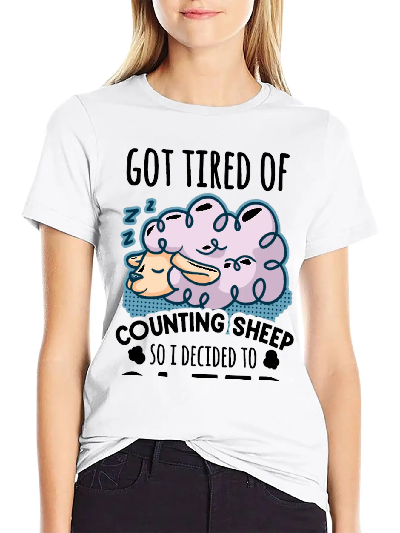 Sheep Counting Makes Tired Unisex Casual T-Shirt – Clean Design For Daily Comfort
