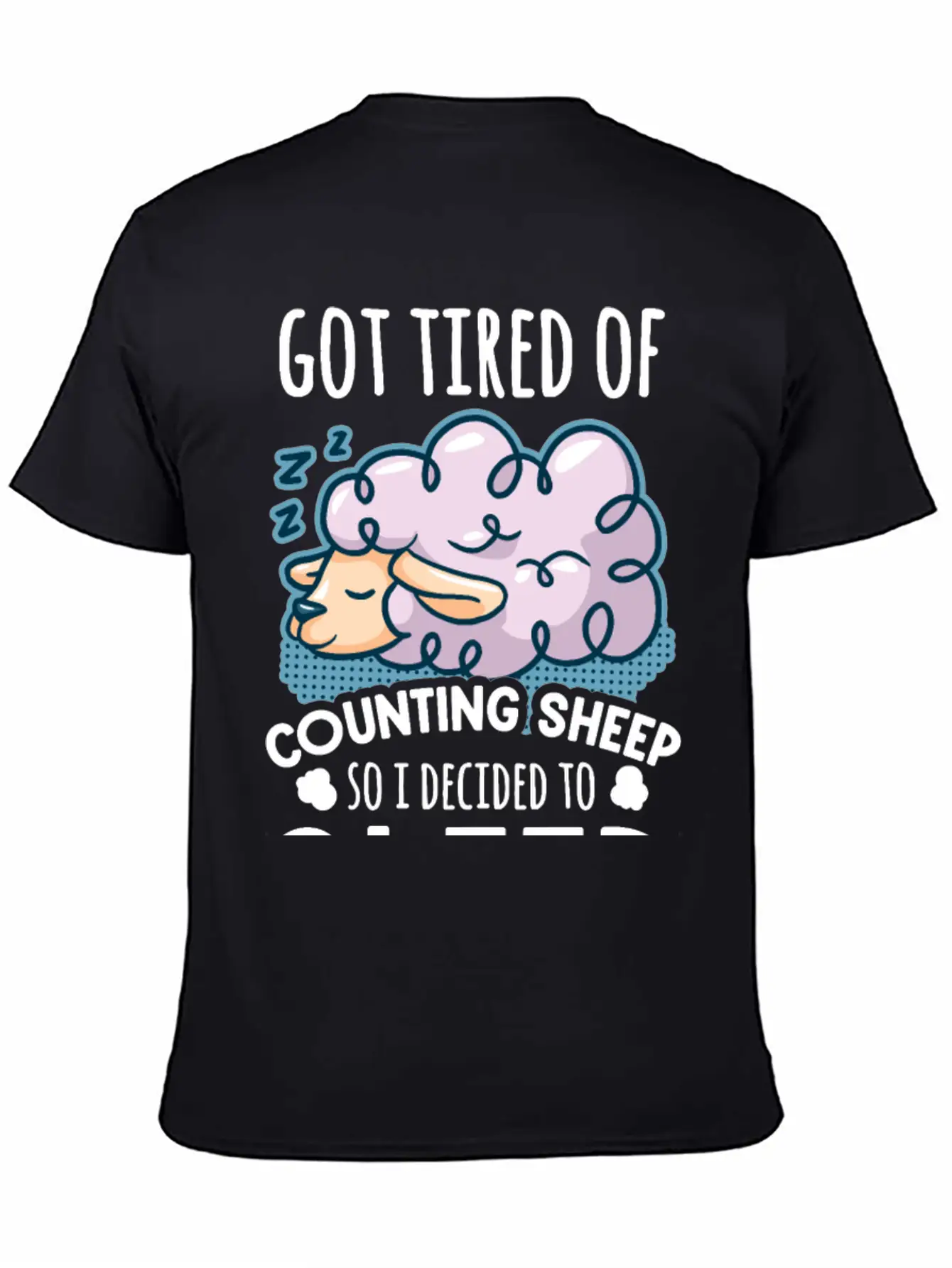 Sheep Counting Makes Tired Unisex Casual T-Shirt – Clean Design For Daily Comfort