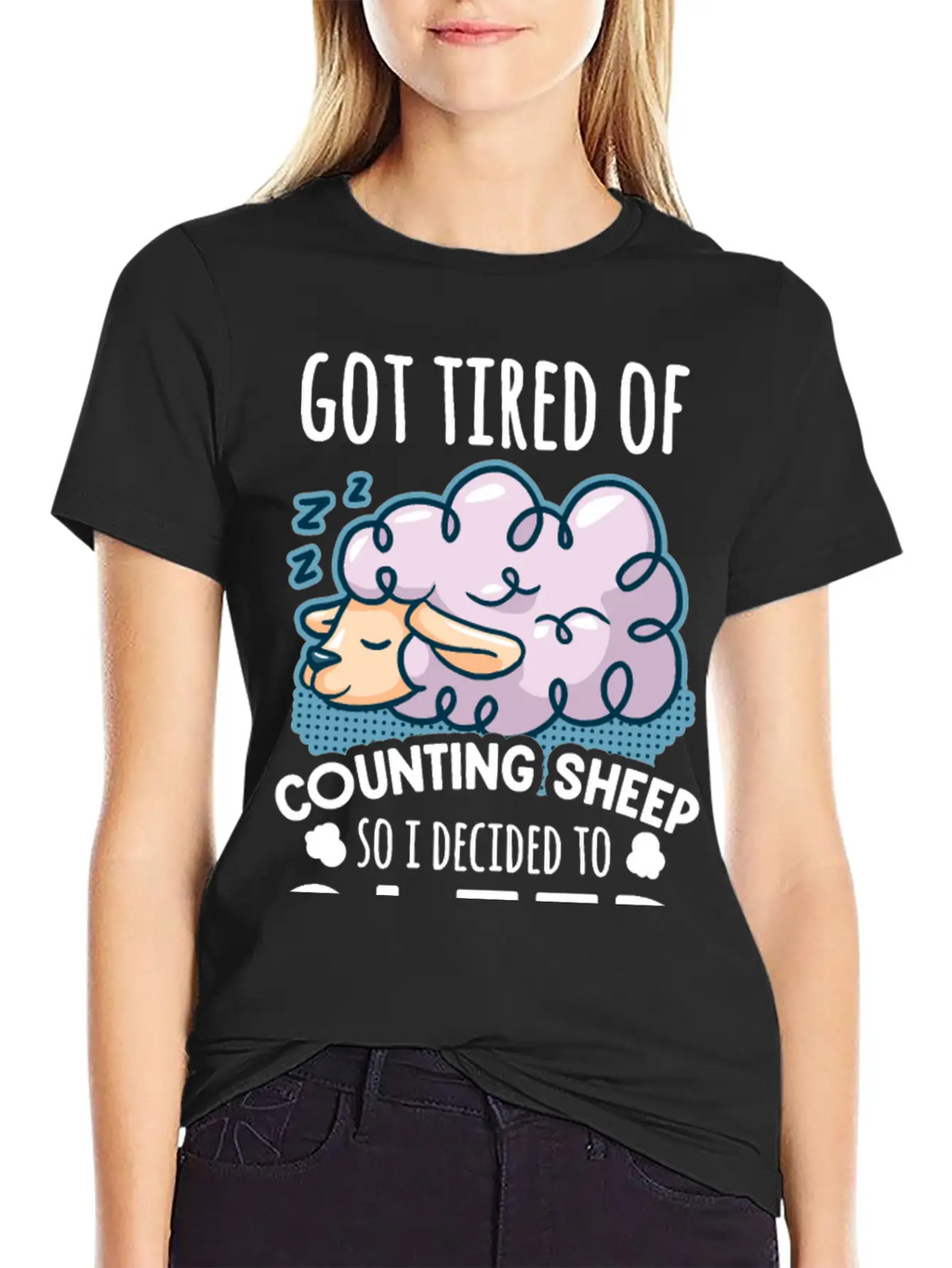 Sheep Counting Makes Tired Unisex Casual T-Shirt – Clean Design For Daily Comfort