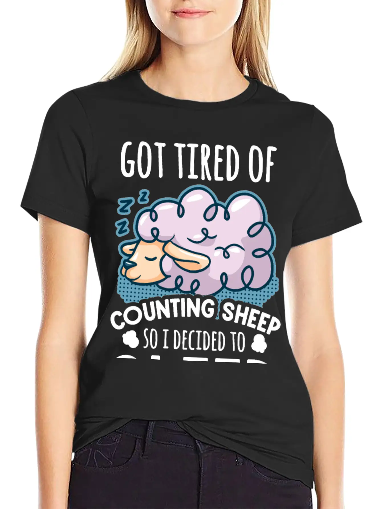Sheep Counting Makes Tired Unisex Casual T-Shirt – Clean Design For Daily Comfort