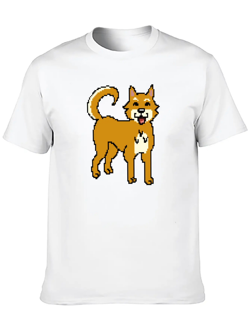 Shiba Inu Pixel Art Unisex Short Sleeve Soft Cotton T-Shirt – Casual Everyday Wear