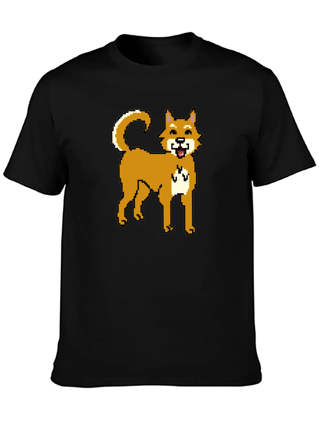 Shiba Inu Pixel Art Unisex Short Sleeve Soft Cotton T-Shirt – Casual Everyday Wear