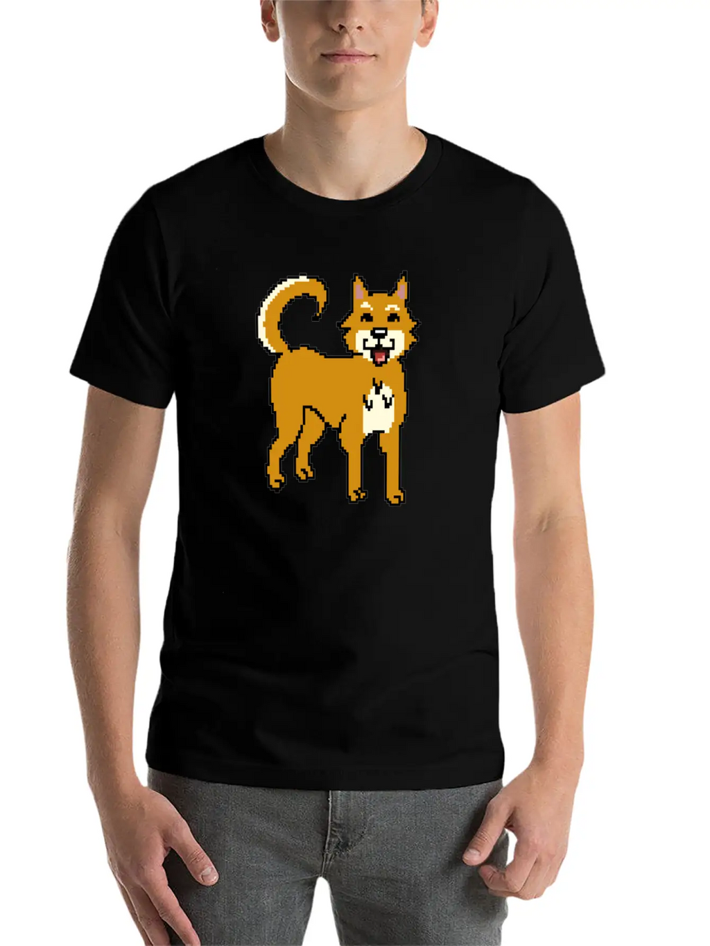 Shiba Inu Pixel Art Unisex Short Sleeve Soft Cotton T-Shirt – Casual Everyday Wear