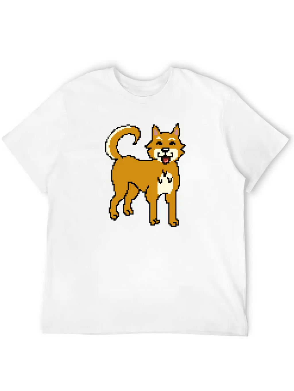 Shiba Inu Pixel Art Unisex Short Sleeve Soft Cotton T-Shirt – Casual Everyday Wear