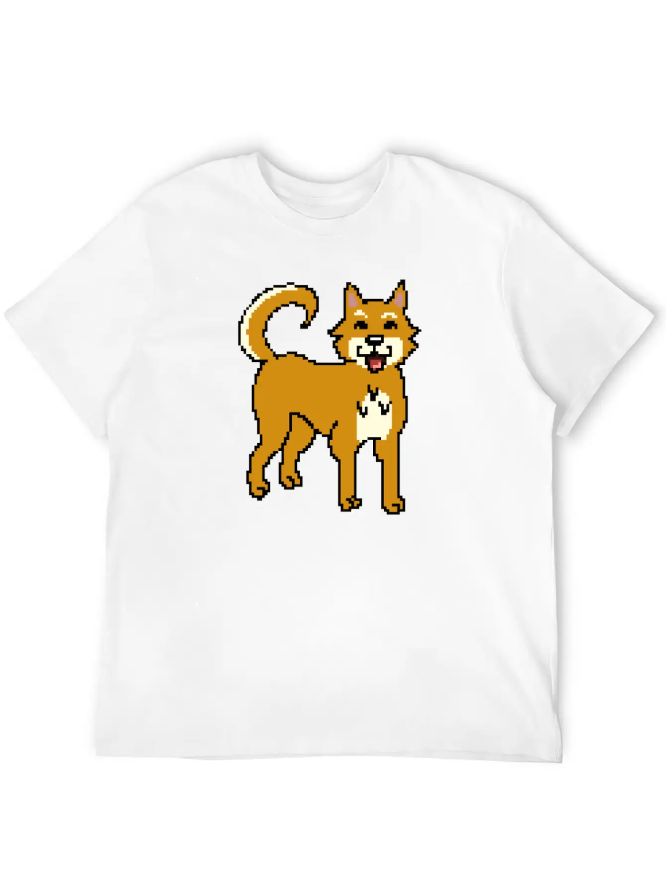 Shiba Inu Pixel Art Unisex Short Sleeve Soft Cotton T-Shirt – Casual Everyday Wear