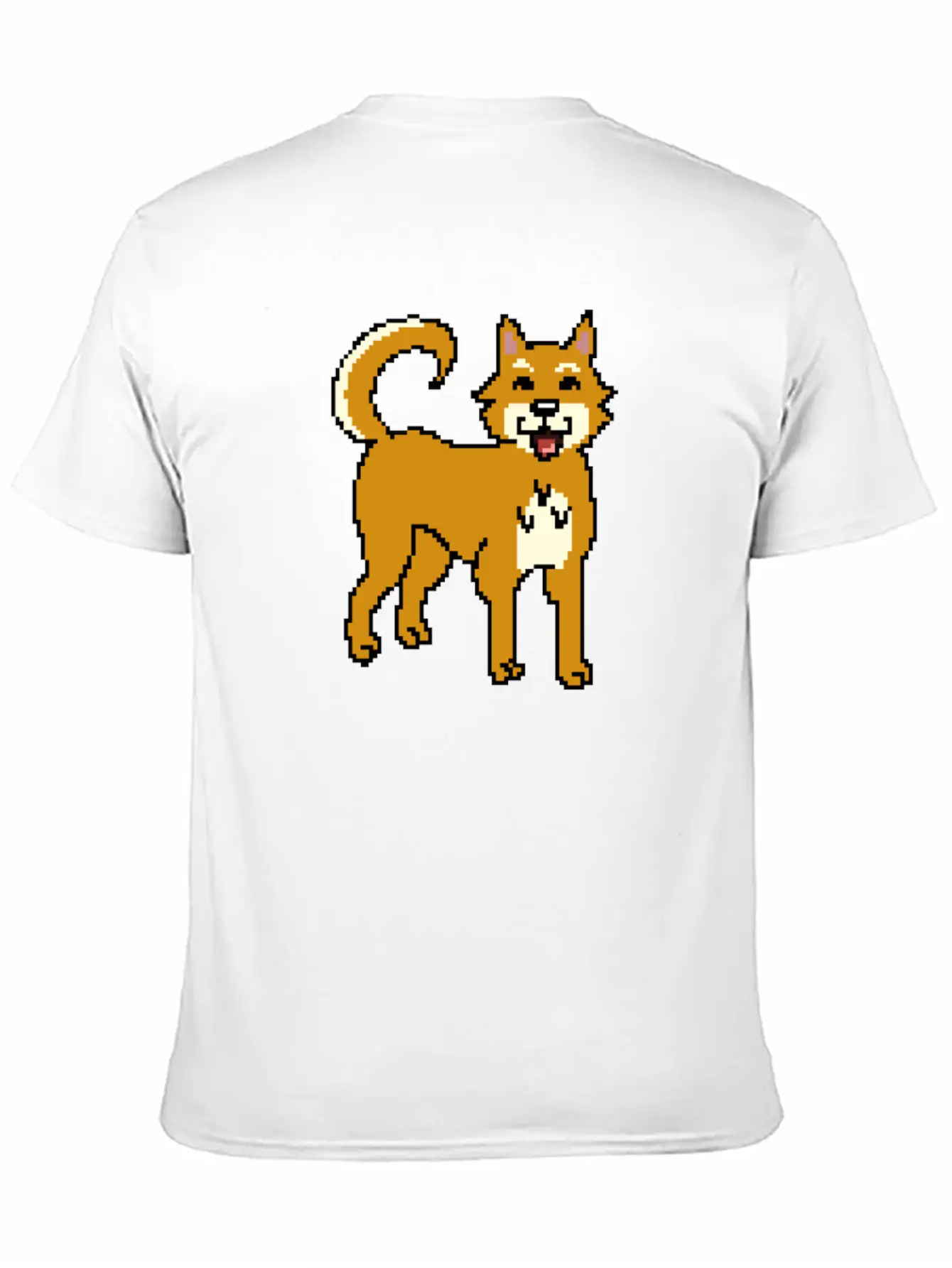 Shiba Inu Pixel Art Unisex Short Sleeve Soft Cotton T-Shirt – Casual Everyday Wear
