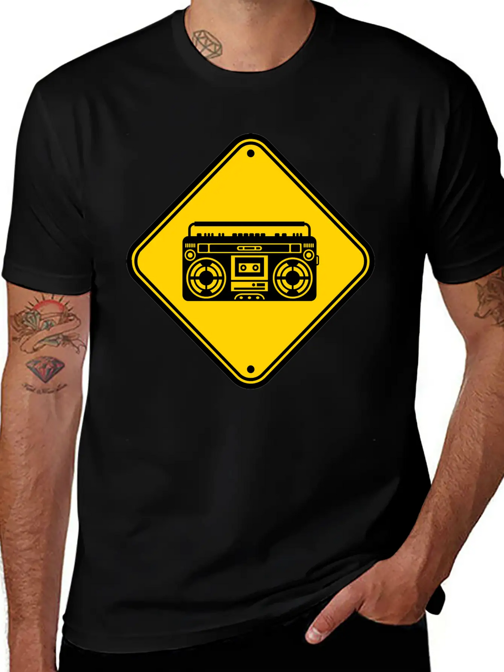 Shield Ghettoblaster Zone Warning Danger Caution C Unisex Casual T-Shirt – Clean Design For Daily Comfort