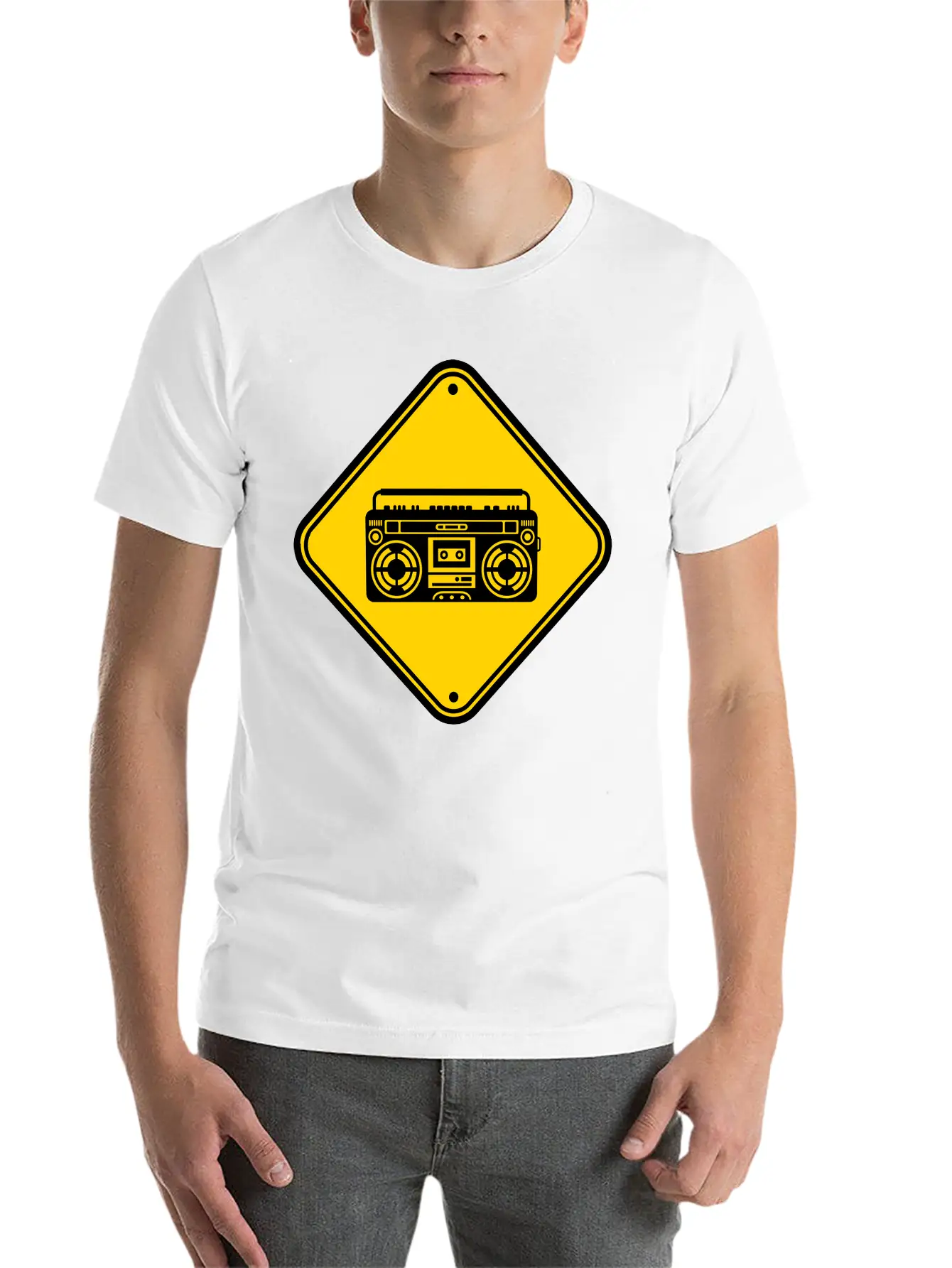 Shield Ghettoblaster Zone Warning Danger Caution C Unisex Casual T-Shirt – Clean Design For Daily Comfort