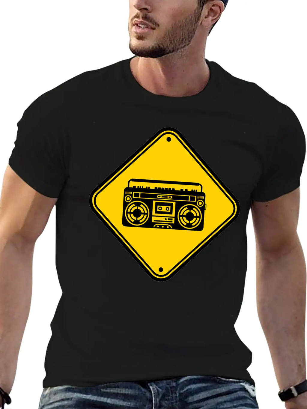 Shield Ghettoblaster Zone Warning Danger Caution C Unisex Casual T-Shirt – Clean Design For Daily Comfort