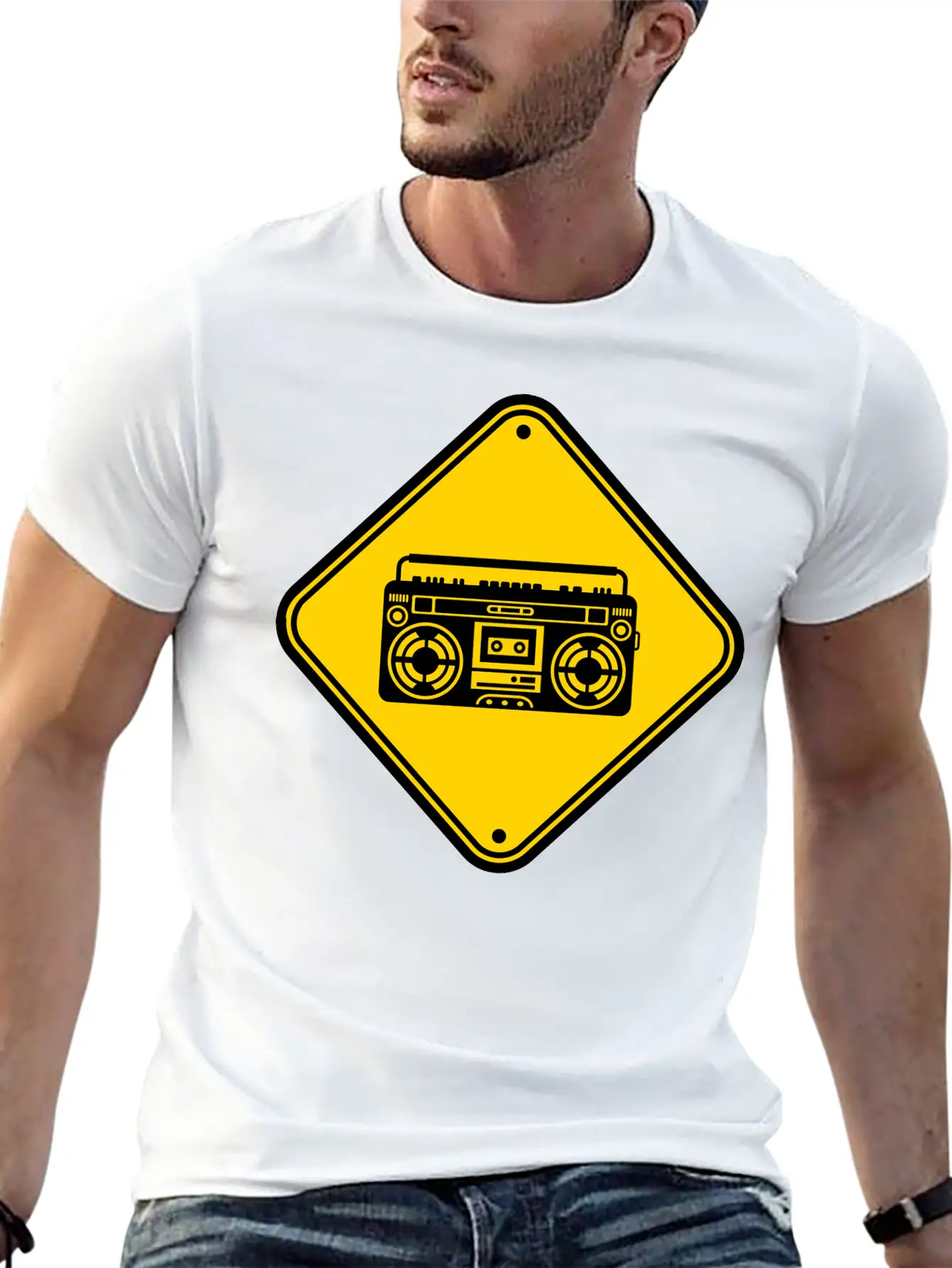 Shield Ghettoblaster Zone Warning Danger Caution C Unisex Casual T-Shirt – Clean Design For Daily Comfort
