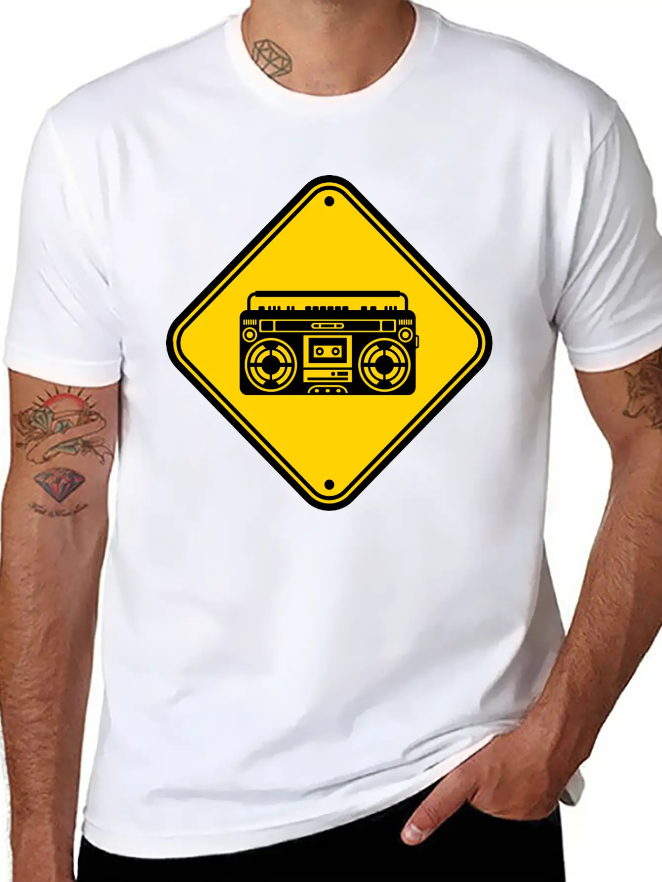Shield Ghettoblaster Zone Warning Danger Caution C Unisex Casual T-Shirt – Clean Design For Daily Comfort