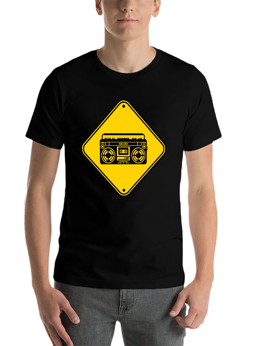 Shield Ghettoblaster Zone Warning Danger Caution C Unisex Casual T-Shirt – Clean Design For Daily Comfort