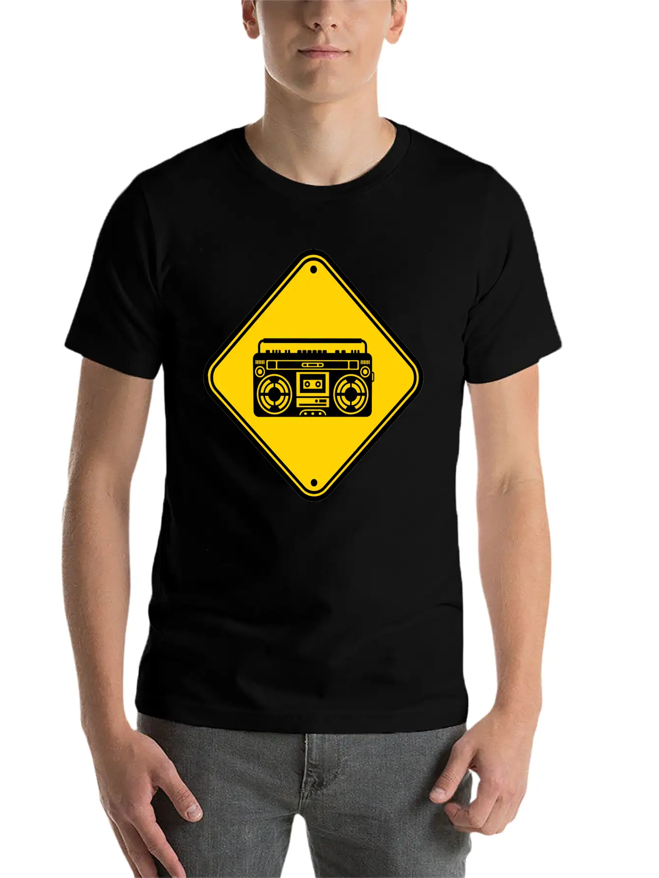 Shield Ghettoblaster Zone Warning Danger Caution C Unisex Casual T-Shirt – Clean Design For Daily Comfort