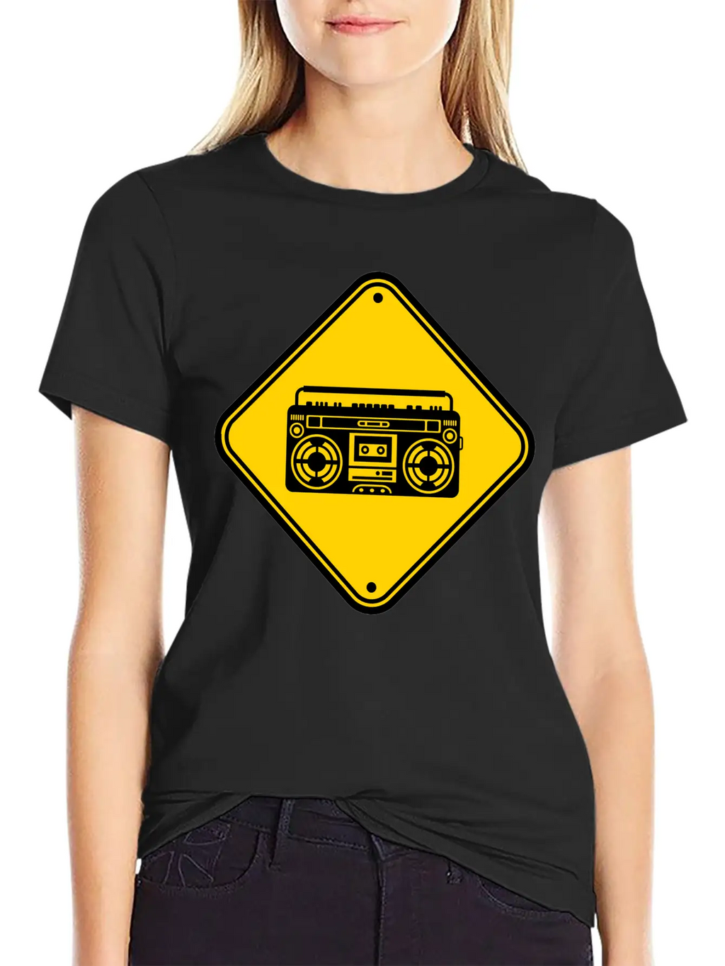 Shield Ghettoblaster Zone Warning Danger Caution C Unisex Casual T-Shirt – Clean Design For Daily Comfort