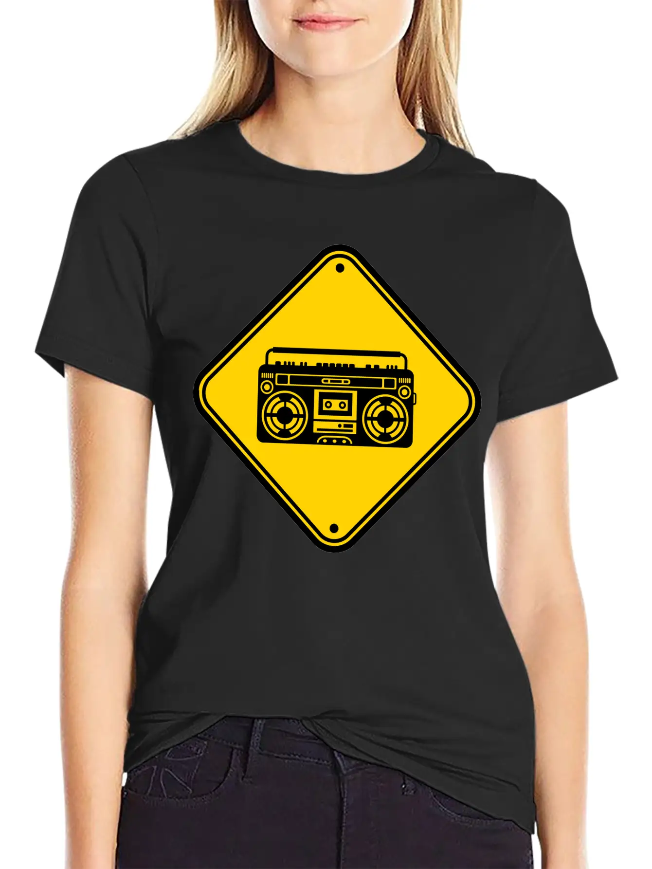 Shield Ghettoblaster Zone Warning Danger Caution C Unisex Casual T-Shirt – Clean Design For Daily Comfort
