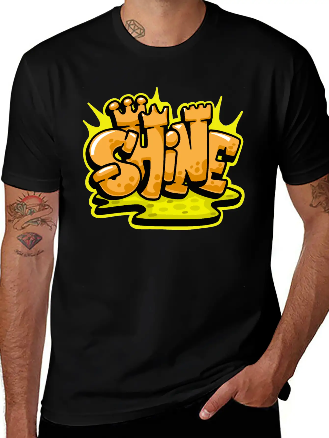 Shine Graffiti Lettering Art Unisex Casual T-Shirt – Clean Design For Daily Comfort