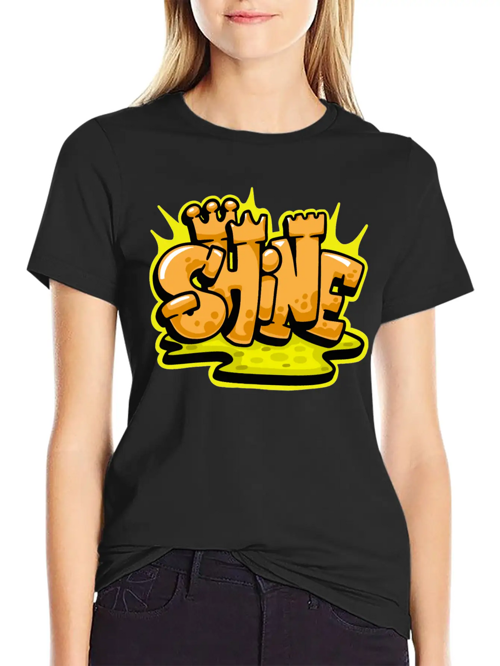 Shine Graffiti Lettering Art Unisex Casual T-Shirt – Clean Design For Daily Comfort