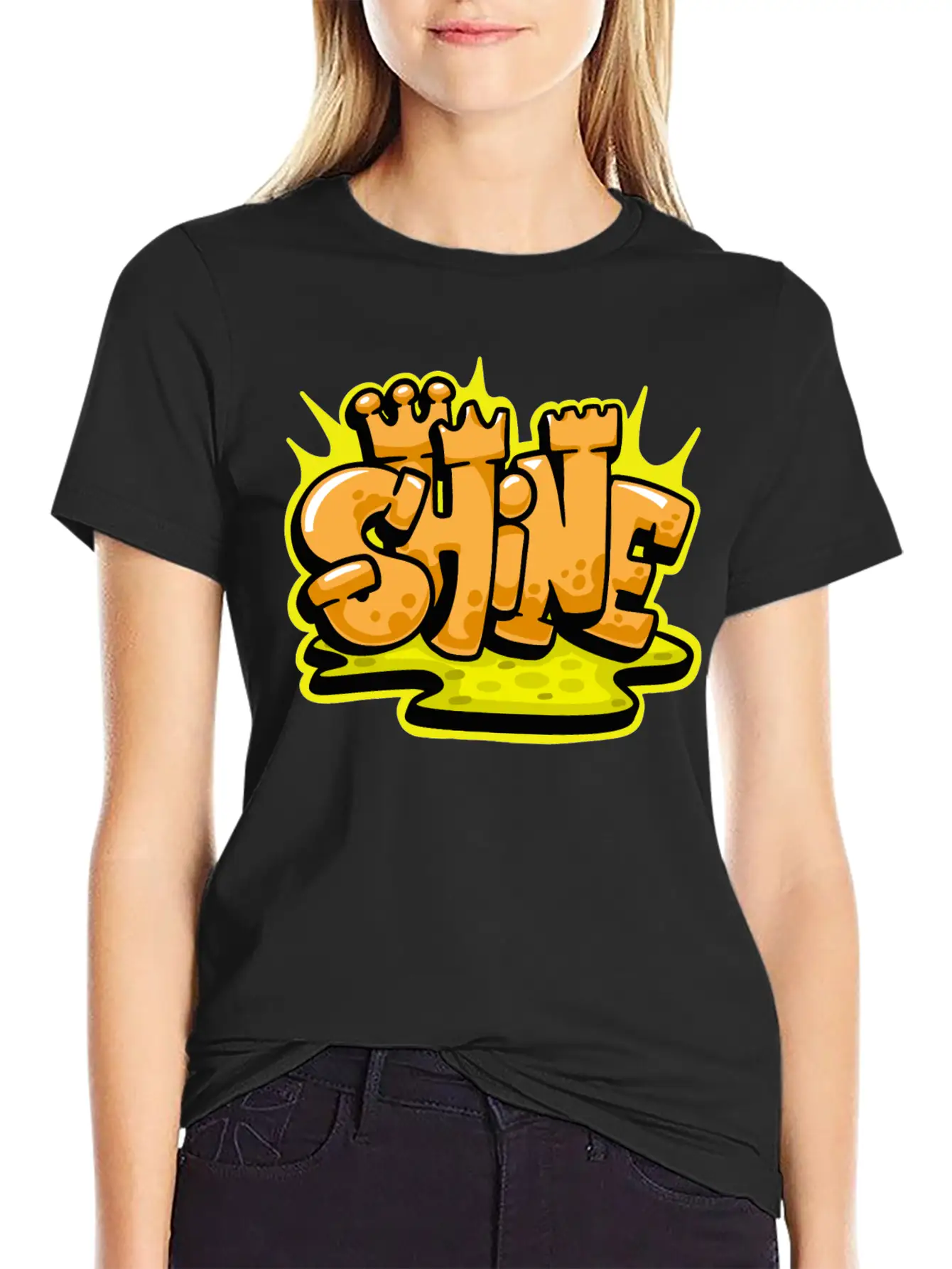 Shine Graffiti Lettering Art Unisex Casual T-Shirt – Clean Design For Daily Comfort