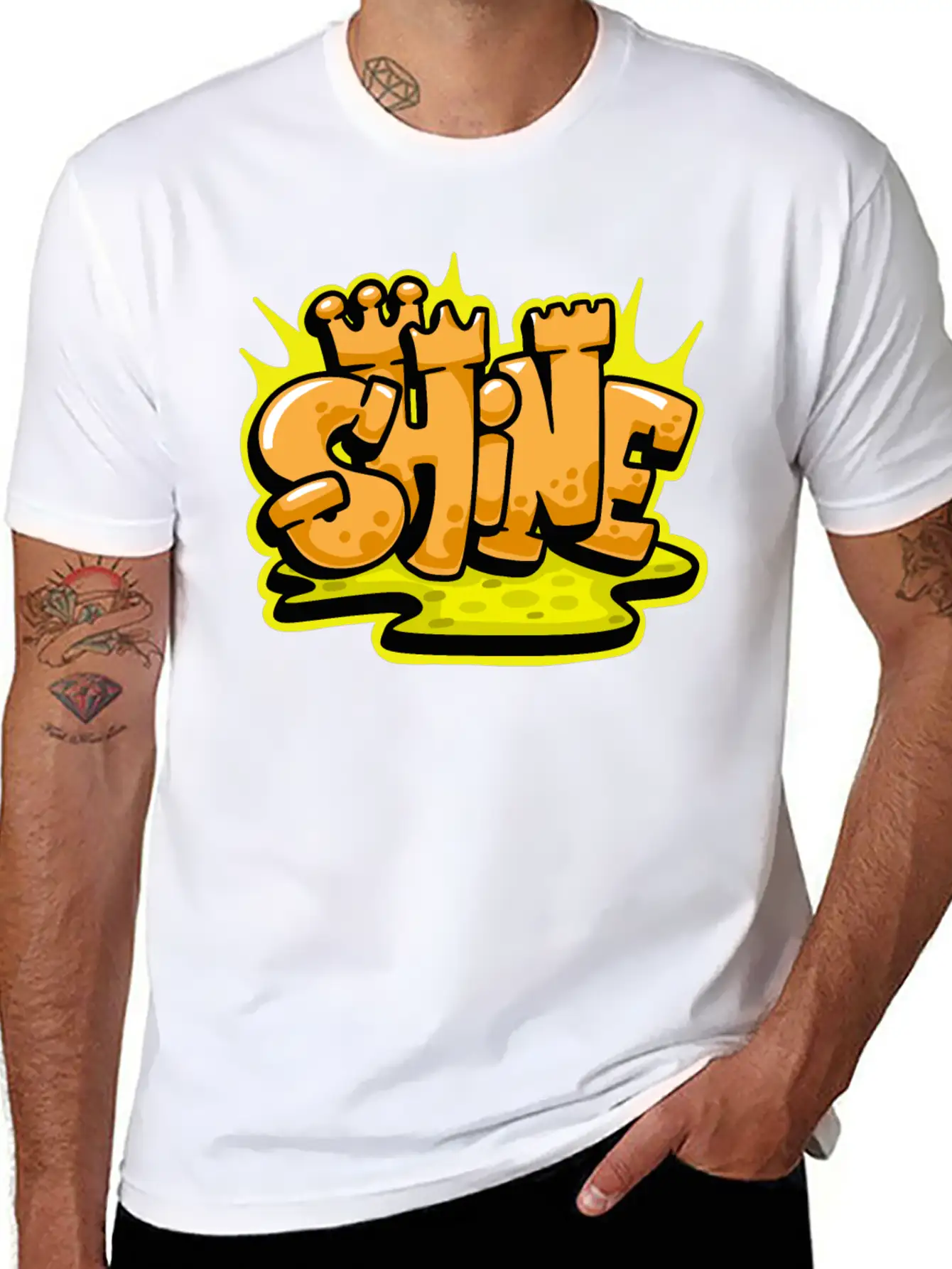 Shine Graffiti Lettering Art Unisex Casual T-Shirt – Clean Design For Daily Comfort